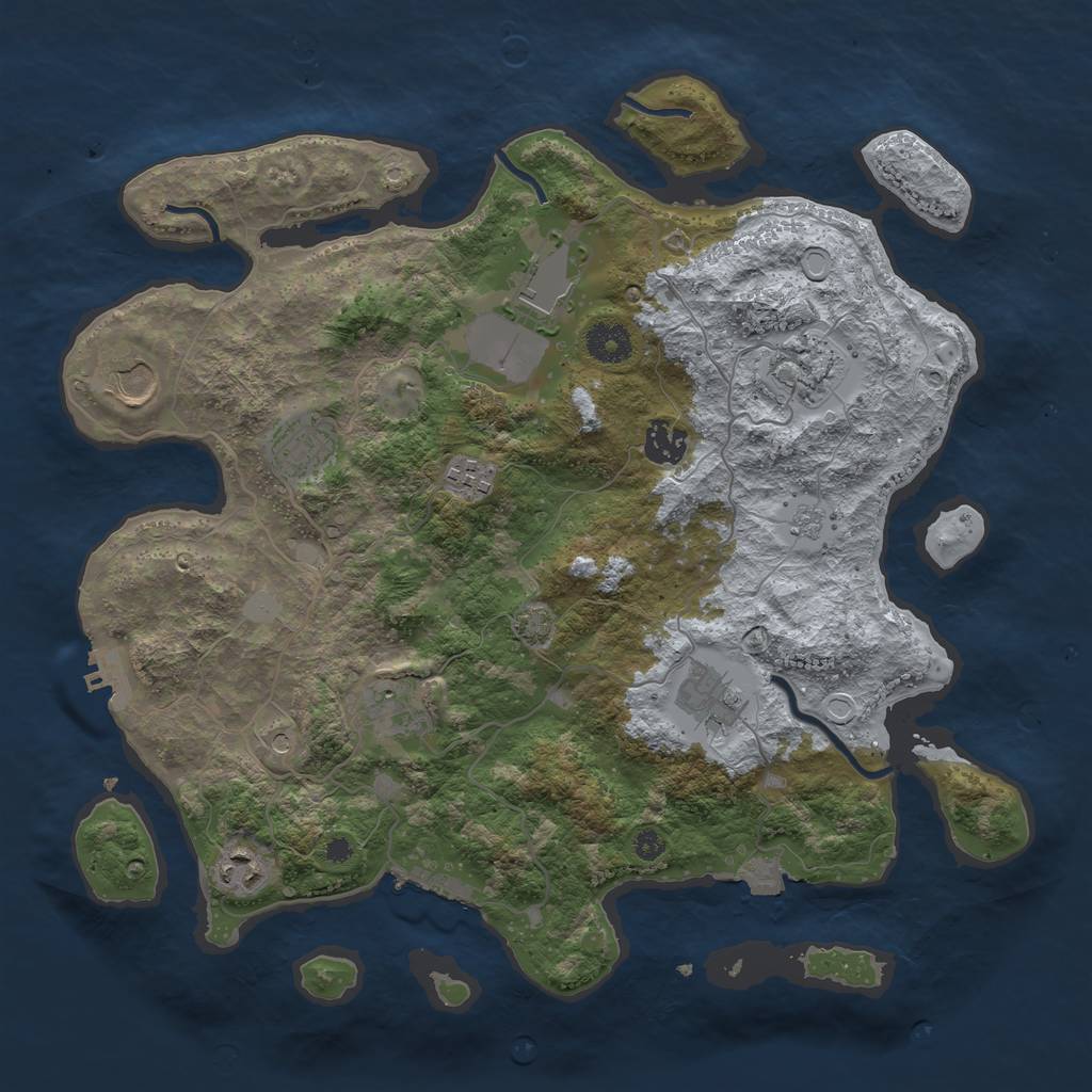 Rust Map: Procedural Map, Size: 3700, Seed: 1005161804, 17 Monuments