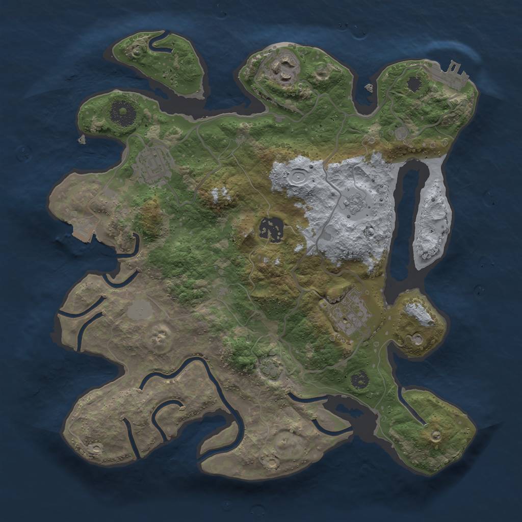 Rust Map: Procedural Map, Size: 3000, Seed: 47794182, 10 Monuments