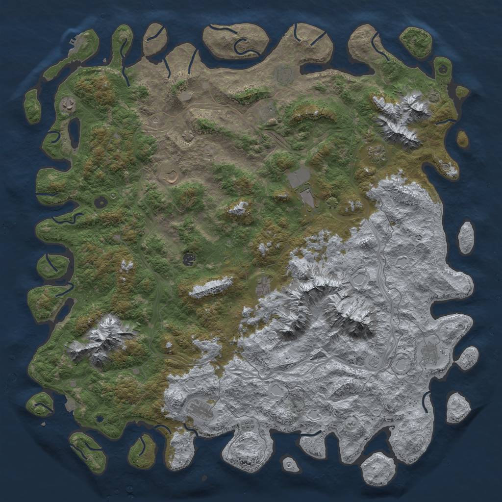 Rust Map: Procedural Map, Size: 6000, Seed: 256832928, 18 Monuments