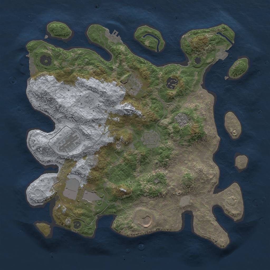 Rust Map: Procedural Map, Size: 3500, Seed: 1167184386, 15 Monuments