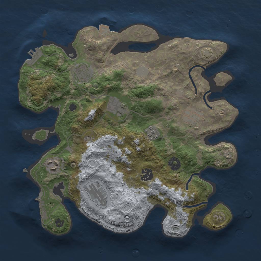Rust Map: Procedural Map, Size: 3000, Seed: 2039749515, 14 Monuments