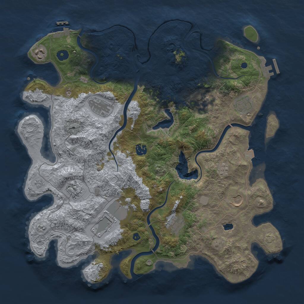 Rust Map: Procedural Map, Size: 4000, Seed: 51236, 16 Monuments