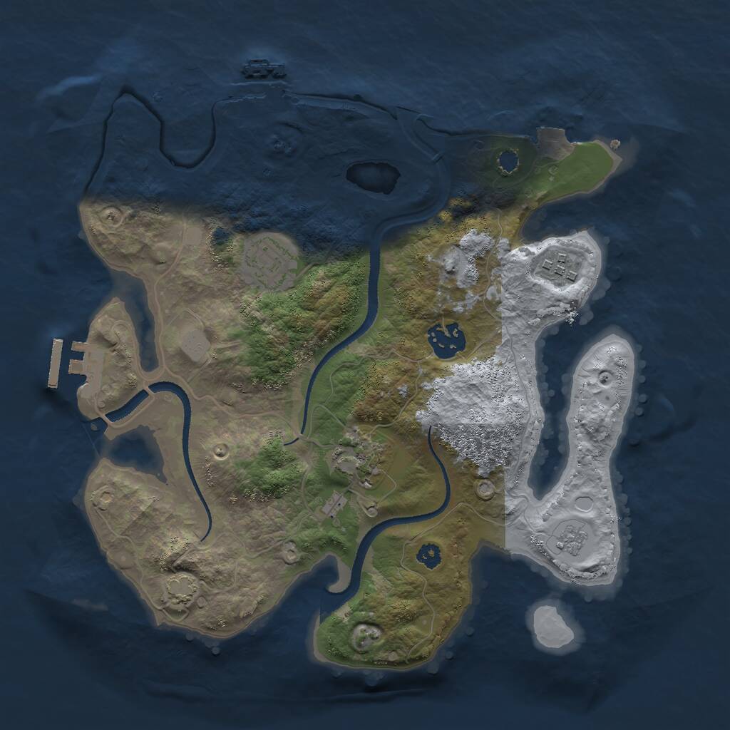 Rust Map: Procedural Map, Size: 3000, Seed: 164897, 9 Monuments