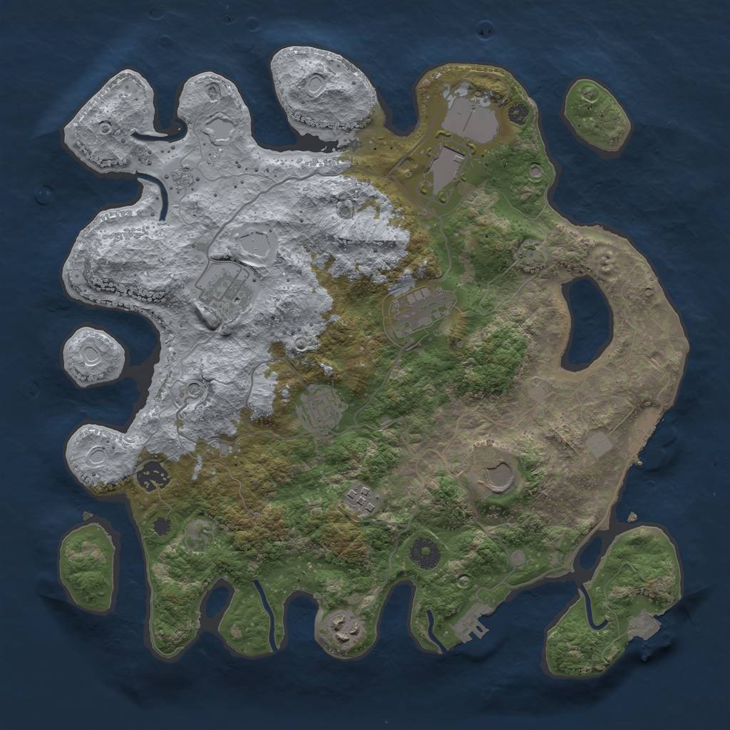 Rust Map: Procedural Map, Size: 3600, Seed: 452, 16 Monuments