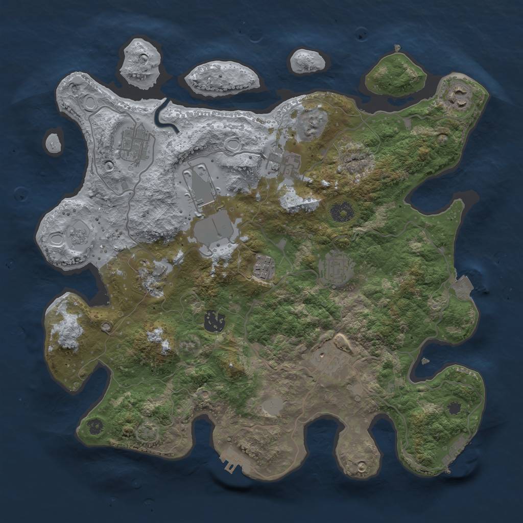 Rust Map: Procedural Map, Size: 3500, Seed: 72168254, 16 Monuments