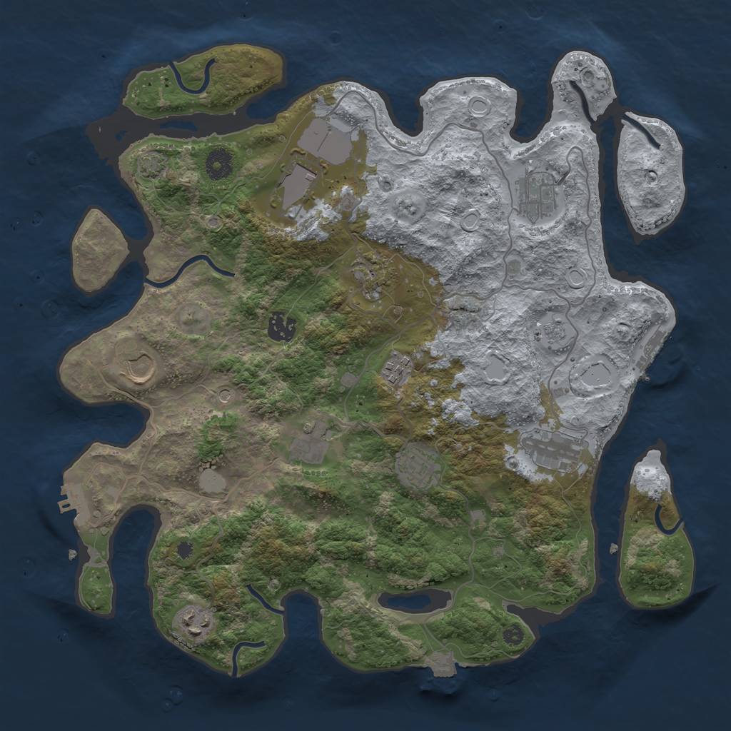 Rust Map: Procedural Map, Size: 3700, Seed: 494416371, 18 Monuments