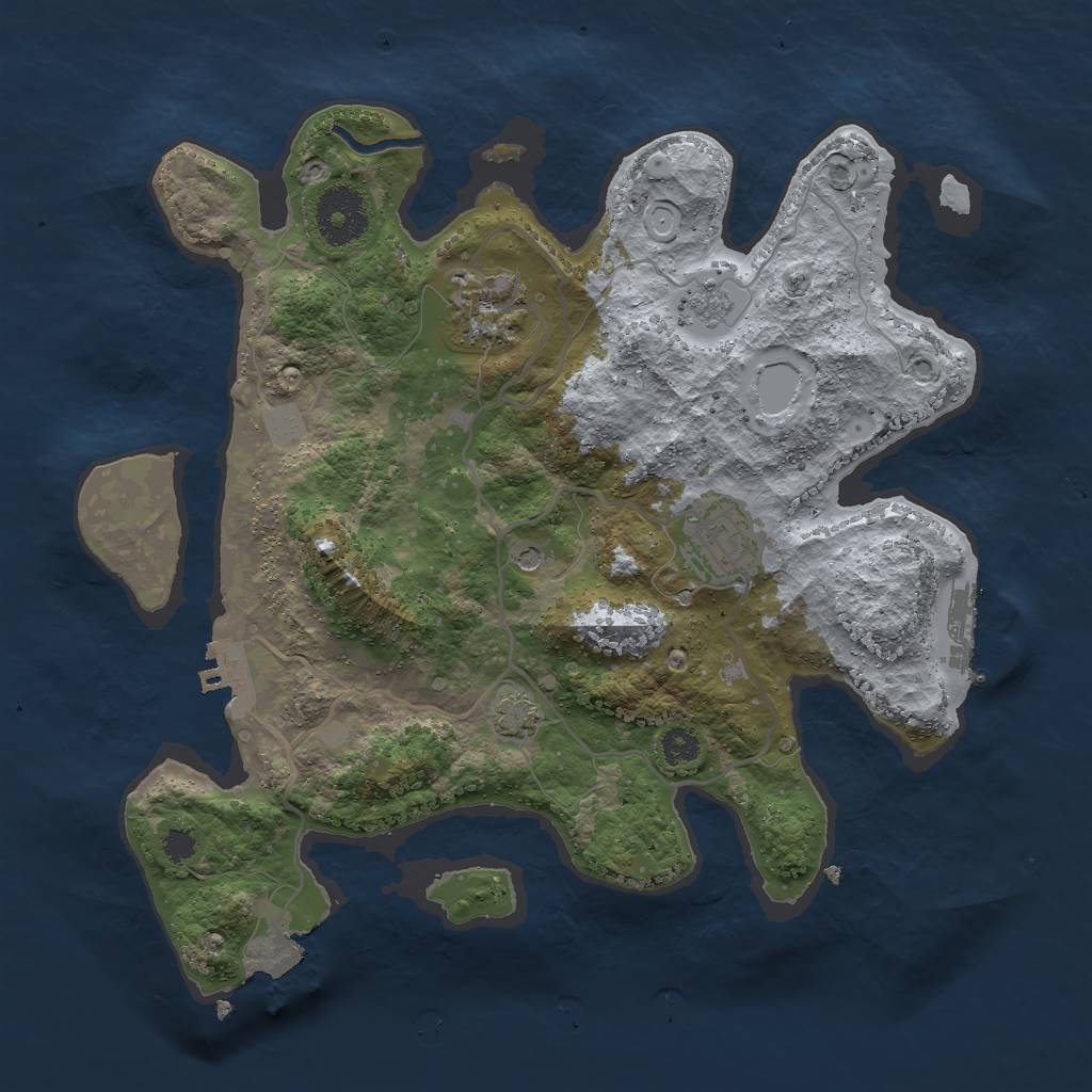 Rust Map: Procedural Map, Size: 3000, Seed: 73288, 10 Monuments