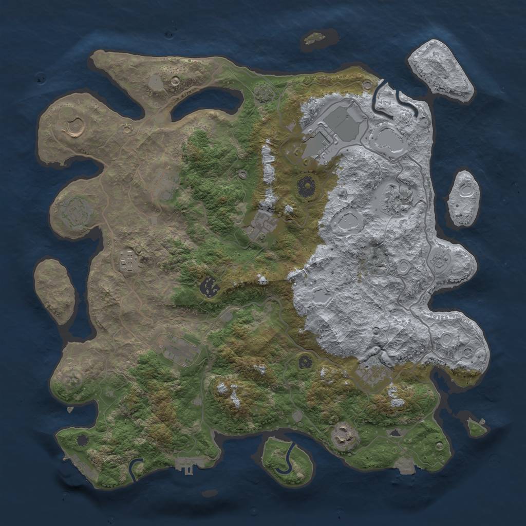 Rust Map: Procedural Map, Size: 4000, Seed: 25098695, 19 Monuments