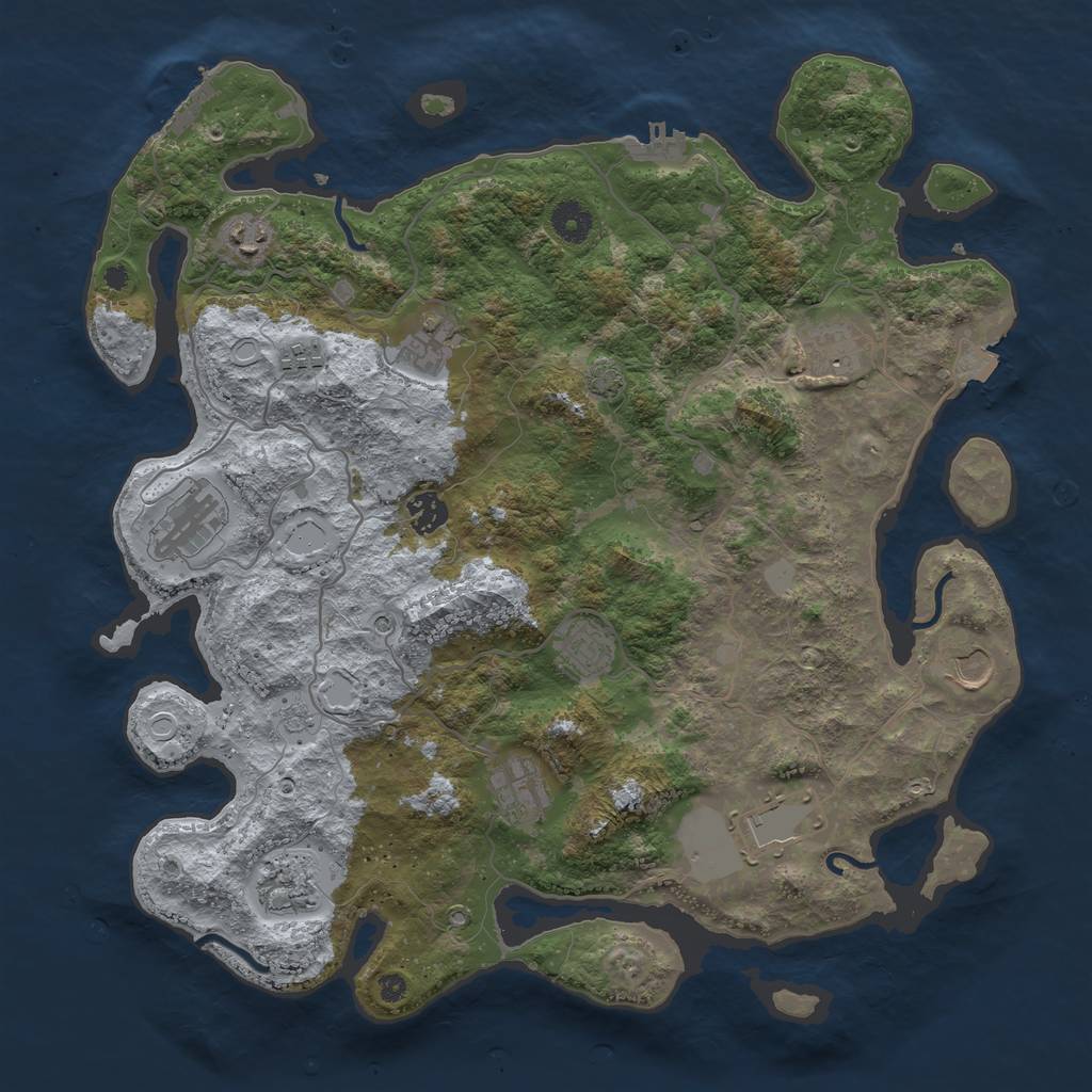 Rust Map: Procedural Map, Size: 4000, Seed: 280331276, 19 Monuments