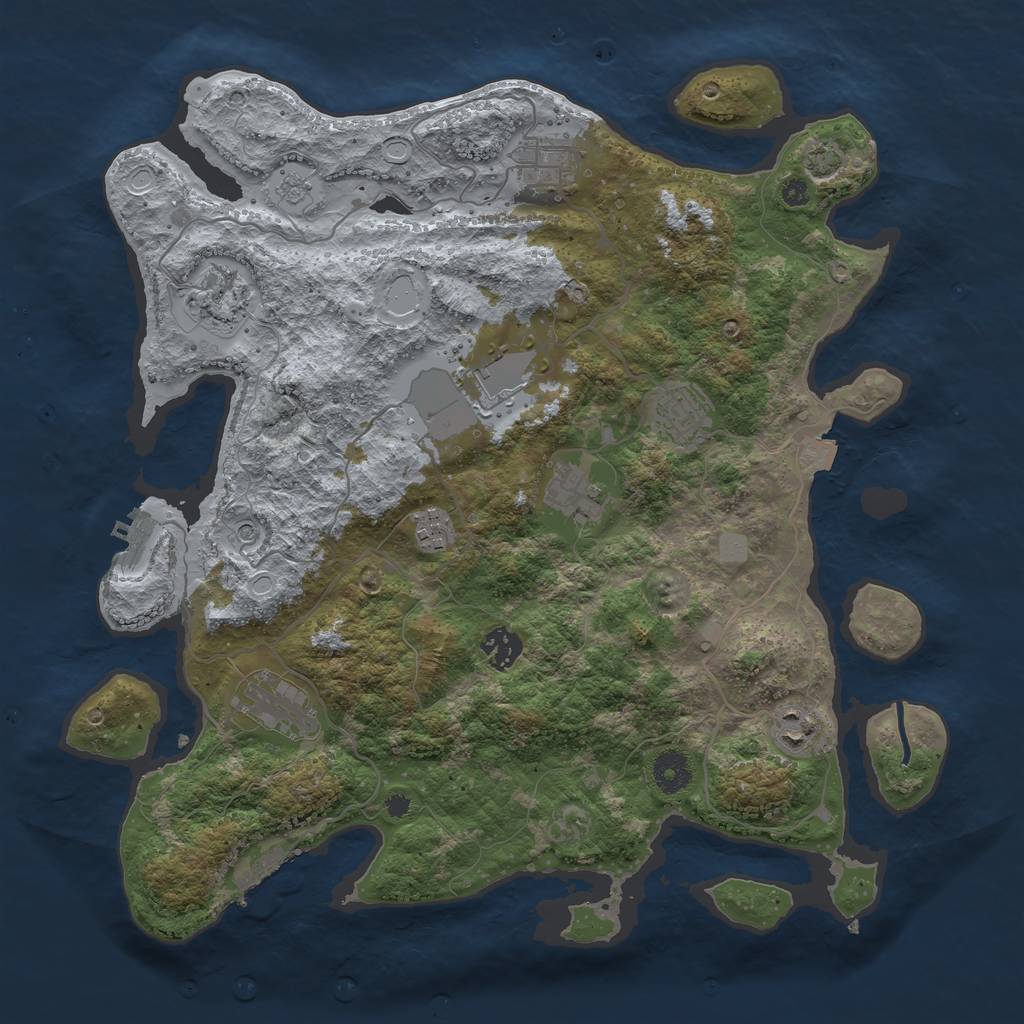 Rust Map: Procedural Map, Size: 3800, Seed: 57452703, 17 Monuments