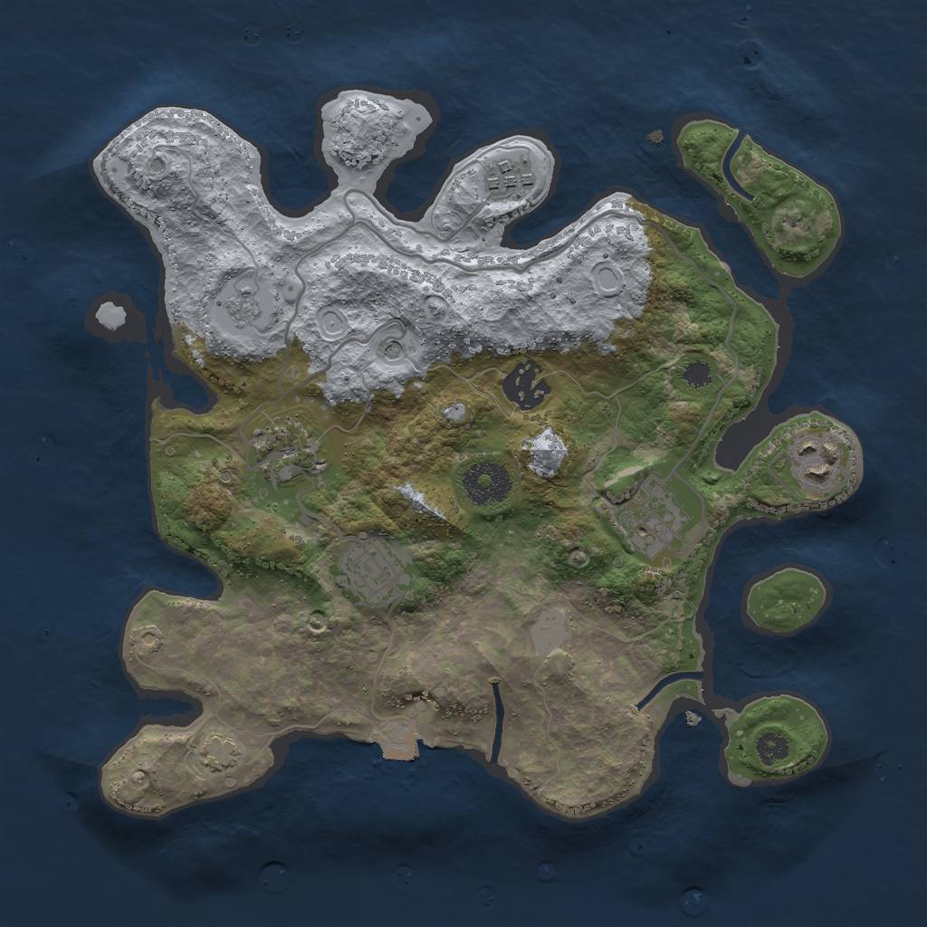 Rust Map: Procedural Map, Size: 3000, Seed: 2078, 12 Monuments