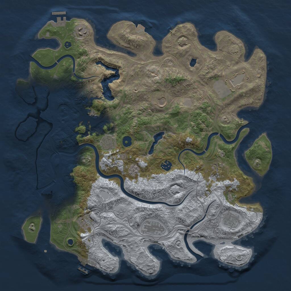 Rust Map: Procedural Map, Size: 4250, Seed: 755956571, 17 Monuments