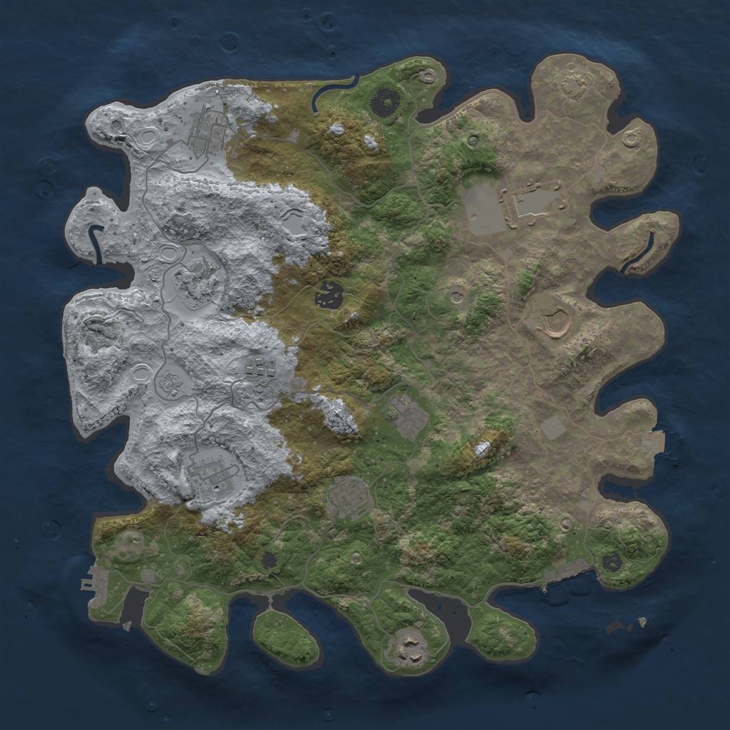 Rust Map: Procedural Map, Size: 3800, Seed: 1467939215, 18 Monuments