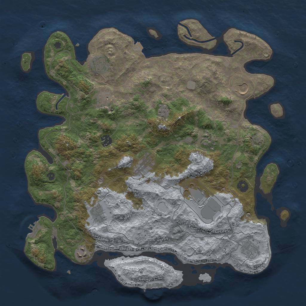 Rust Map: Procedural Map, Size: 4000, Seed: 13878, 19 Monuments