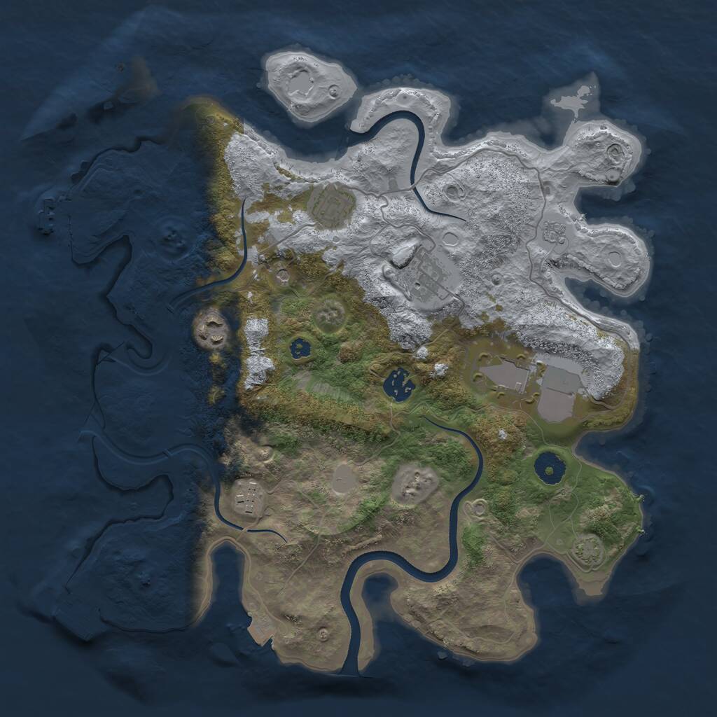 Rust Map: Procedural Map, Size: 3500, Seed: 1341177970, 12 Monuments