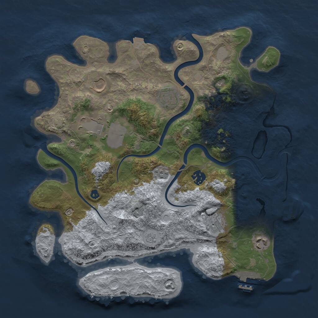 Rust Map: Procedural Map, Size: 3500, Seed: 618151382, 13 Monuments