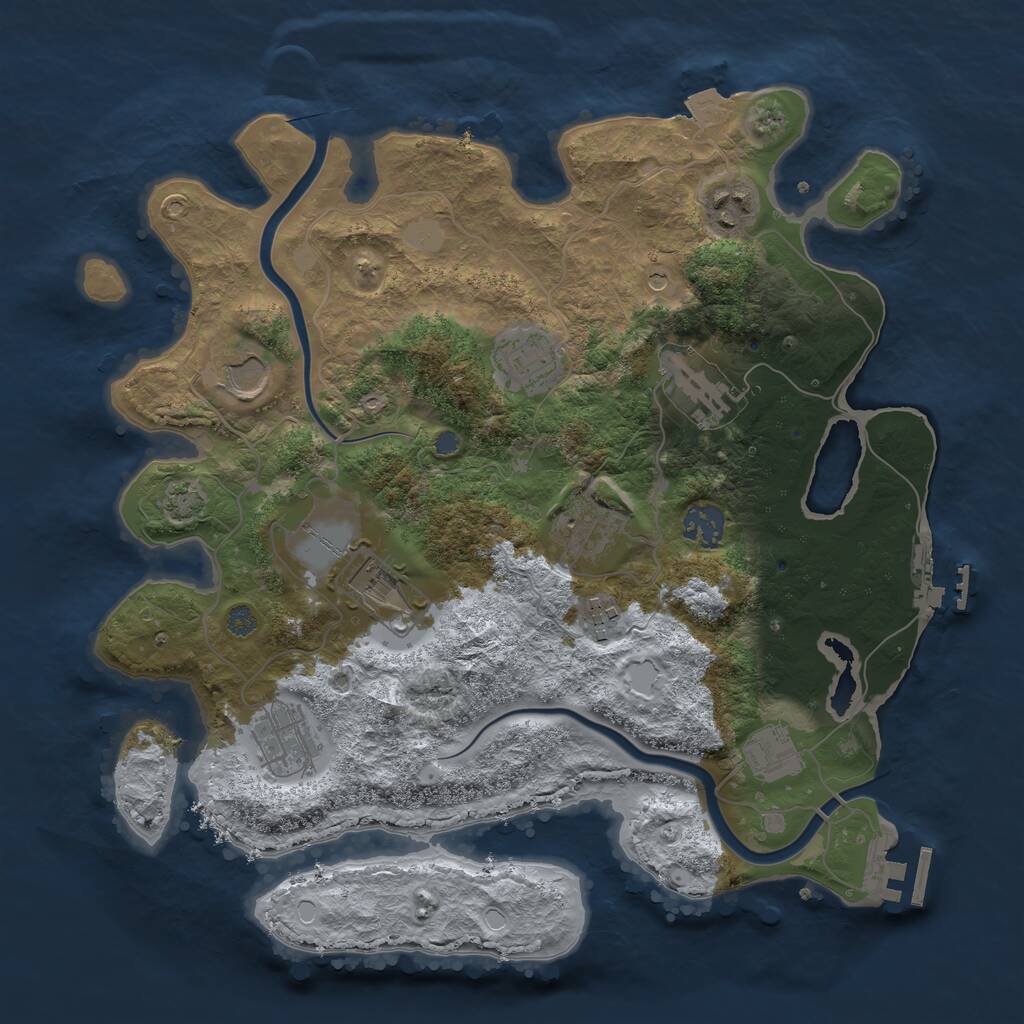 Rust Map: Procedural Map, Size: 3500, Seed: 618151382, 14 Monuments