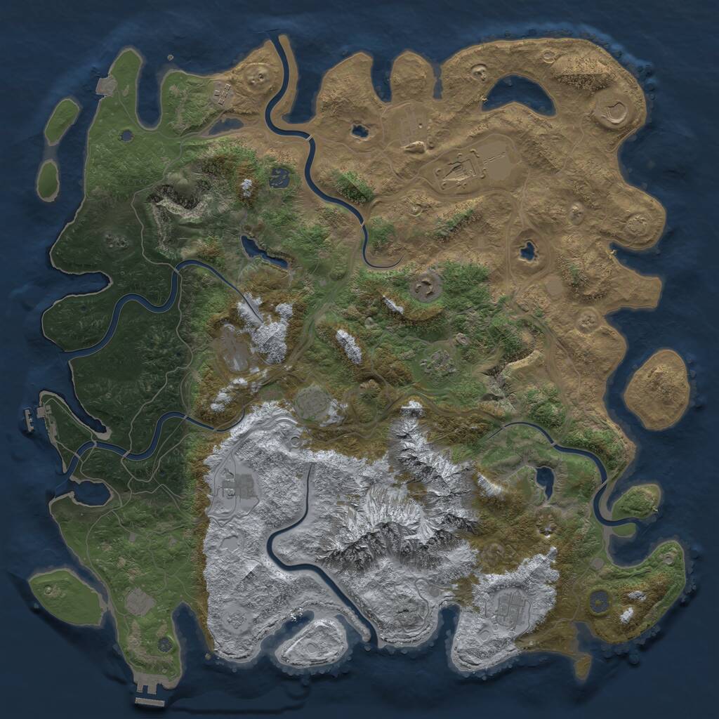 Rust Map: Procedural Map, Size: 5000, Seed: 832149121, 17 Monuments