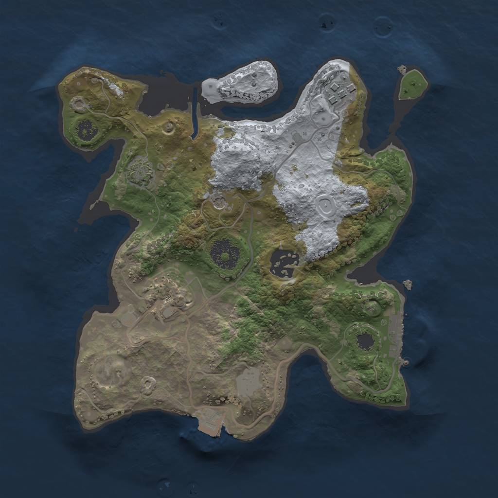Rust Map: Procedural Map, Size: 2500, Seed: 1807123003, 9 Monuments
