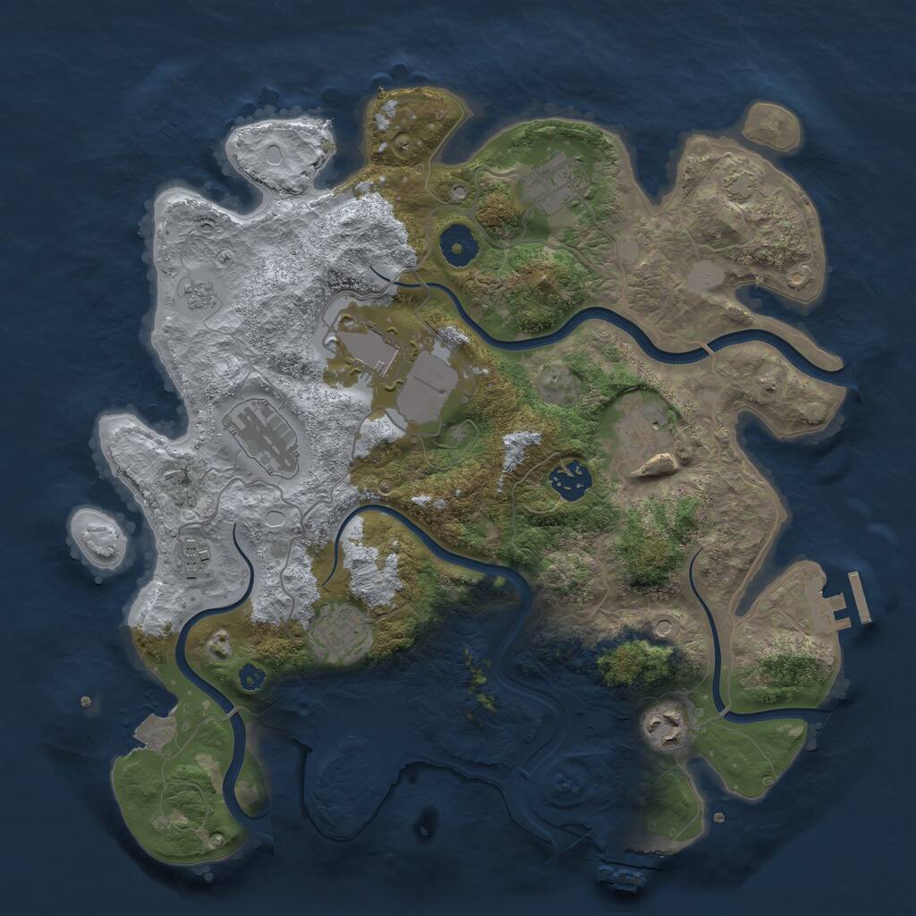 Rust Map: Procedural Map, Size: 3500, Seed: 1758791268, 14 Monuments