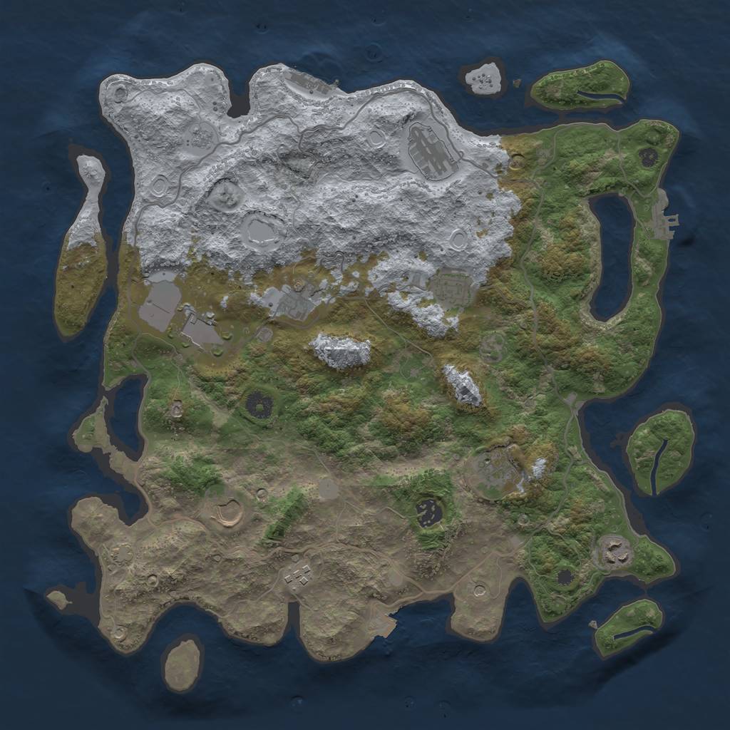Rust Map: Procedural Map, Size: 4000, Seed: 980081841, 17 Monuments