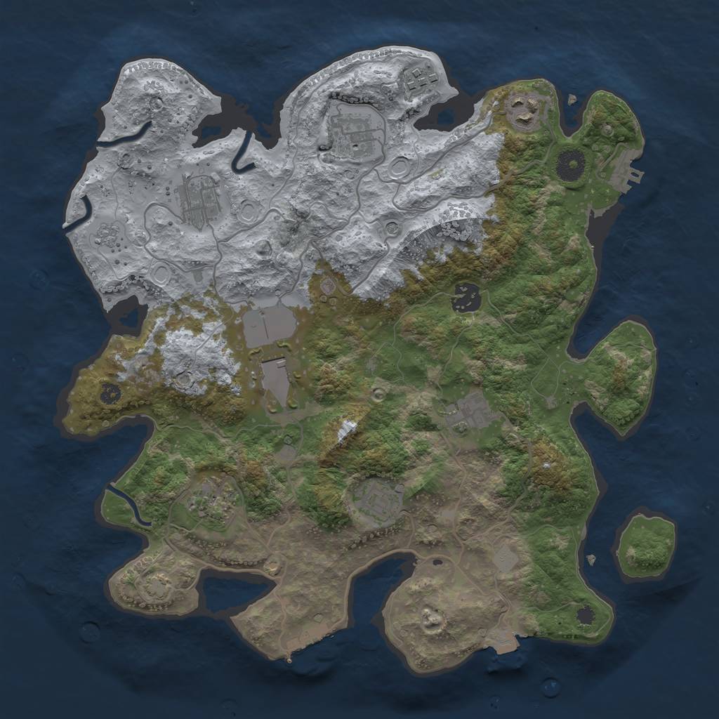 Rust Map: Procedural Map, Size: 3500, Seed: 692820383, 17 Monuments