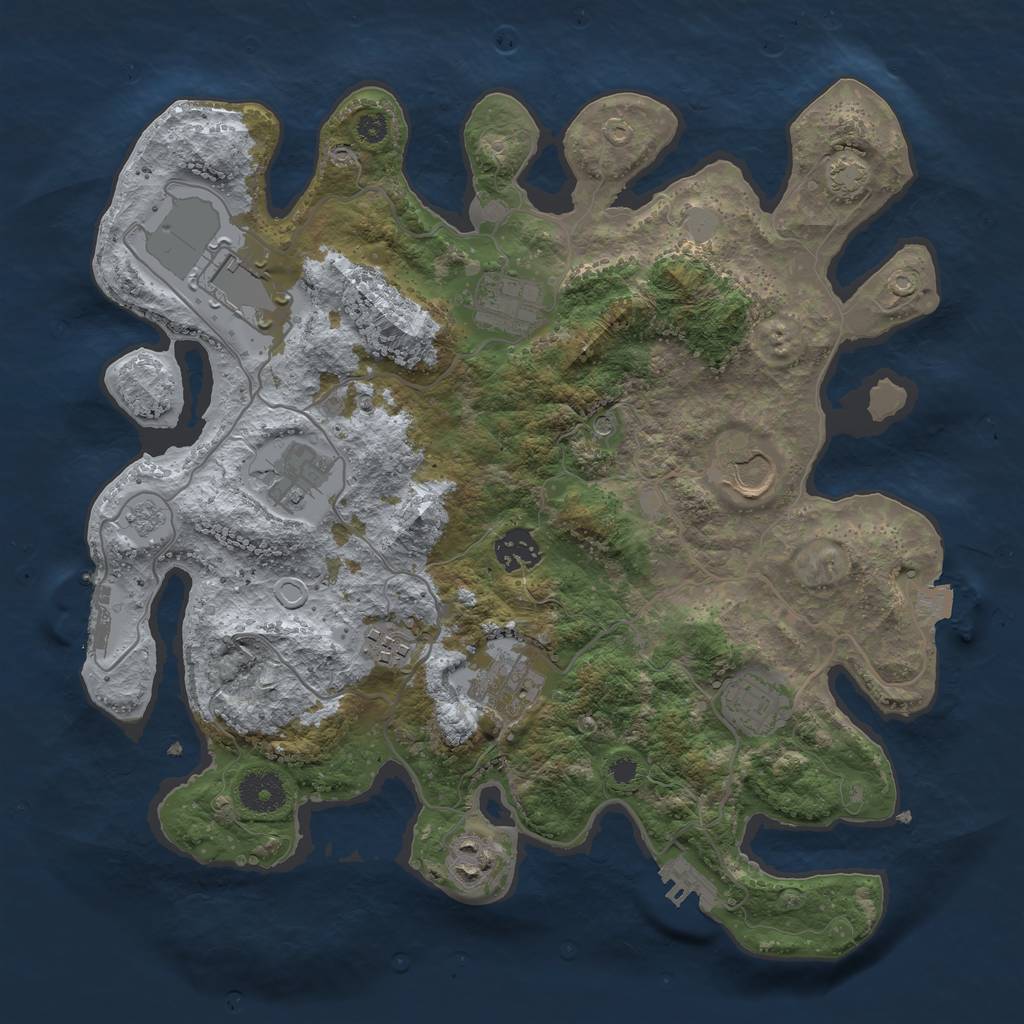 Rust Map: Procedural Map, Size: 3500, Seed: 88391007, 17 Monuments