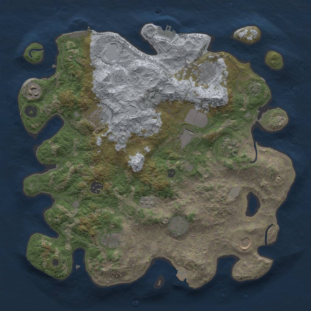 Rust Map: Procedural Map, Size: 3750, Seed: 877997383, 18 Monuments