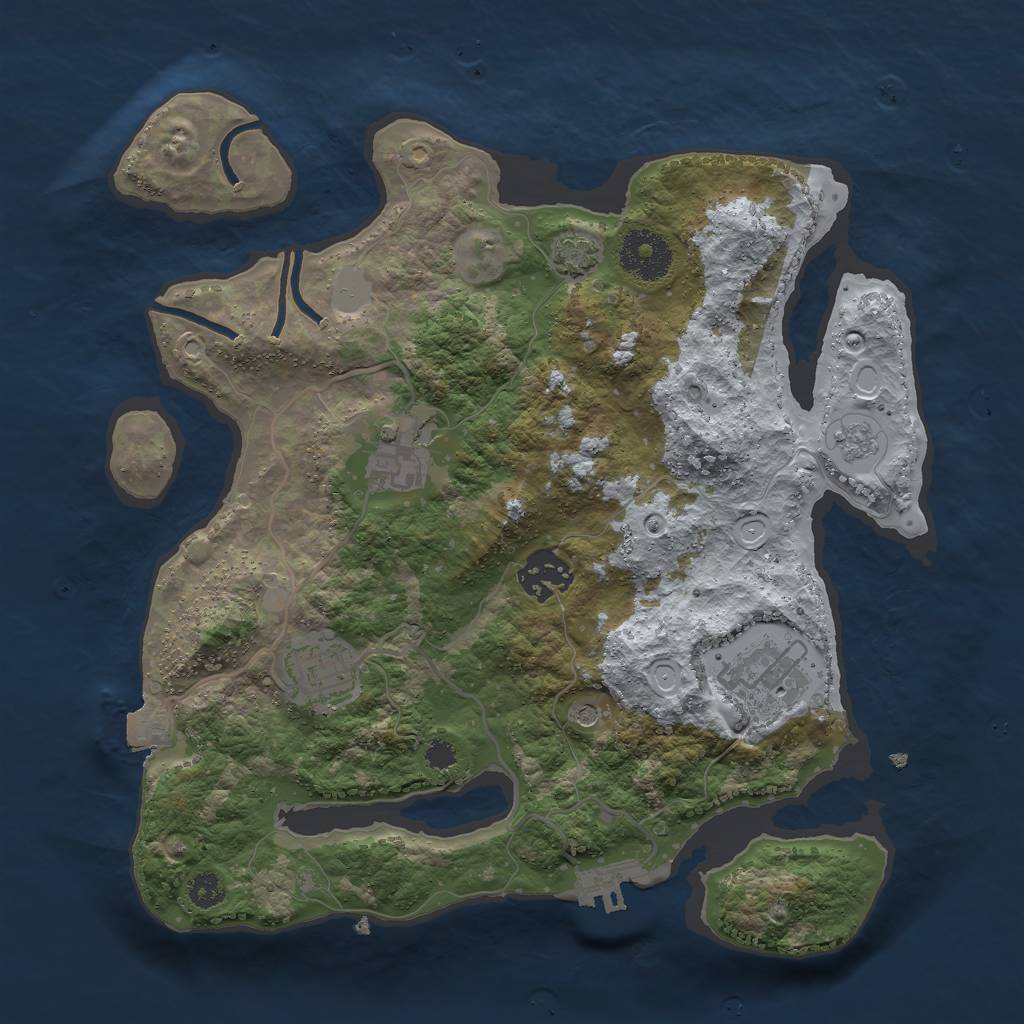 Rust Map: Procedural Map, Size: 3000, Seed: 989094611, 11 Monuments