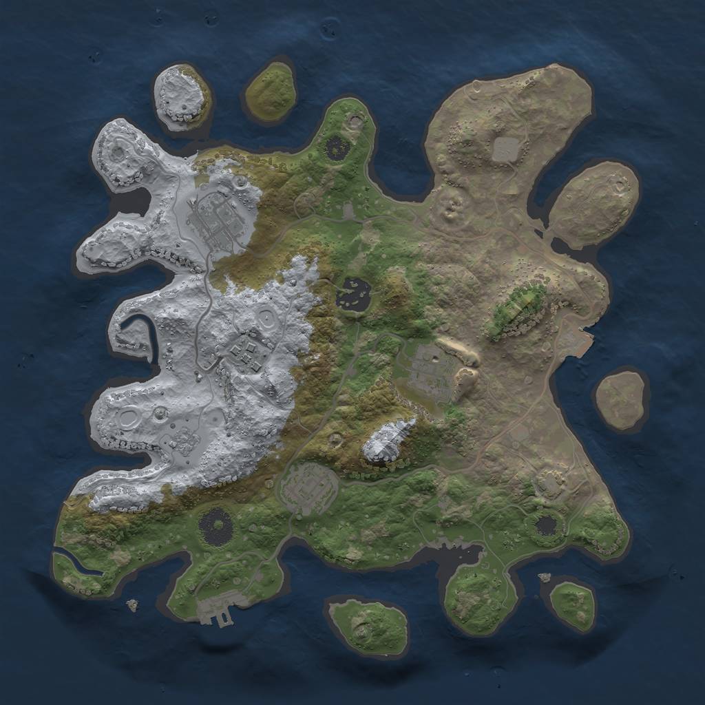 Rust Map: Procedural Map, Size: 3000, Seed: 4956037, 11 Monuments