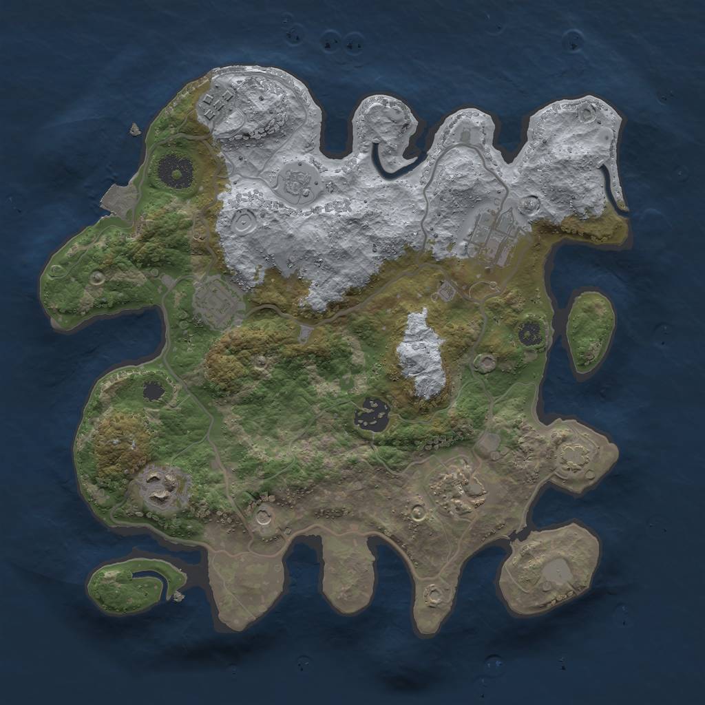 Rust Map: Procedural Map, Size: 3000, Seed: 134567890, 12 Monuments