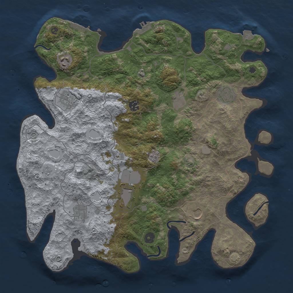 Rust Map: Procedural Map, Size: 4000, Seed: 1038463854, 17 Monuments