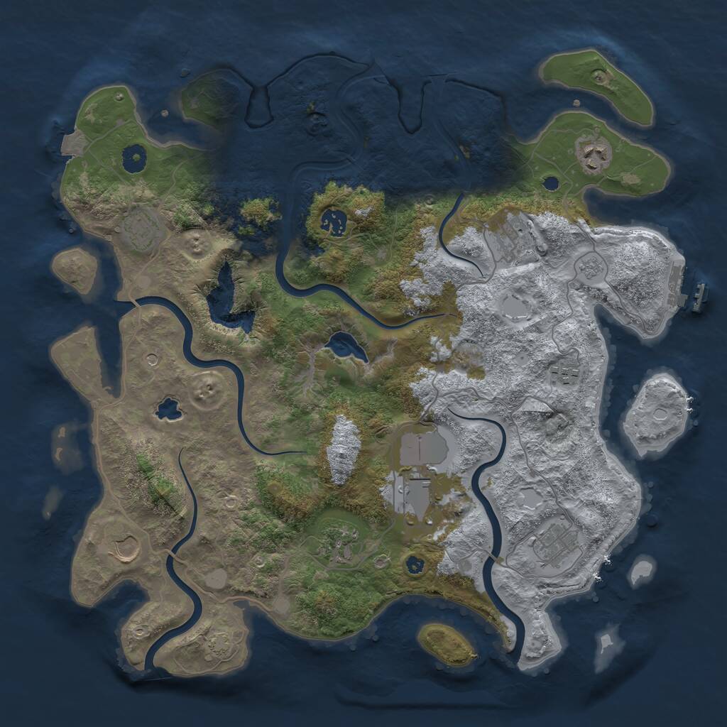 Rust Map: Procedural Map, Size: 4050, Seed: 720903204, 14 Monuments