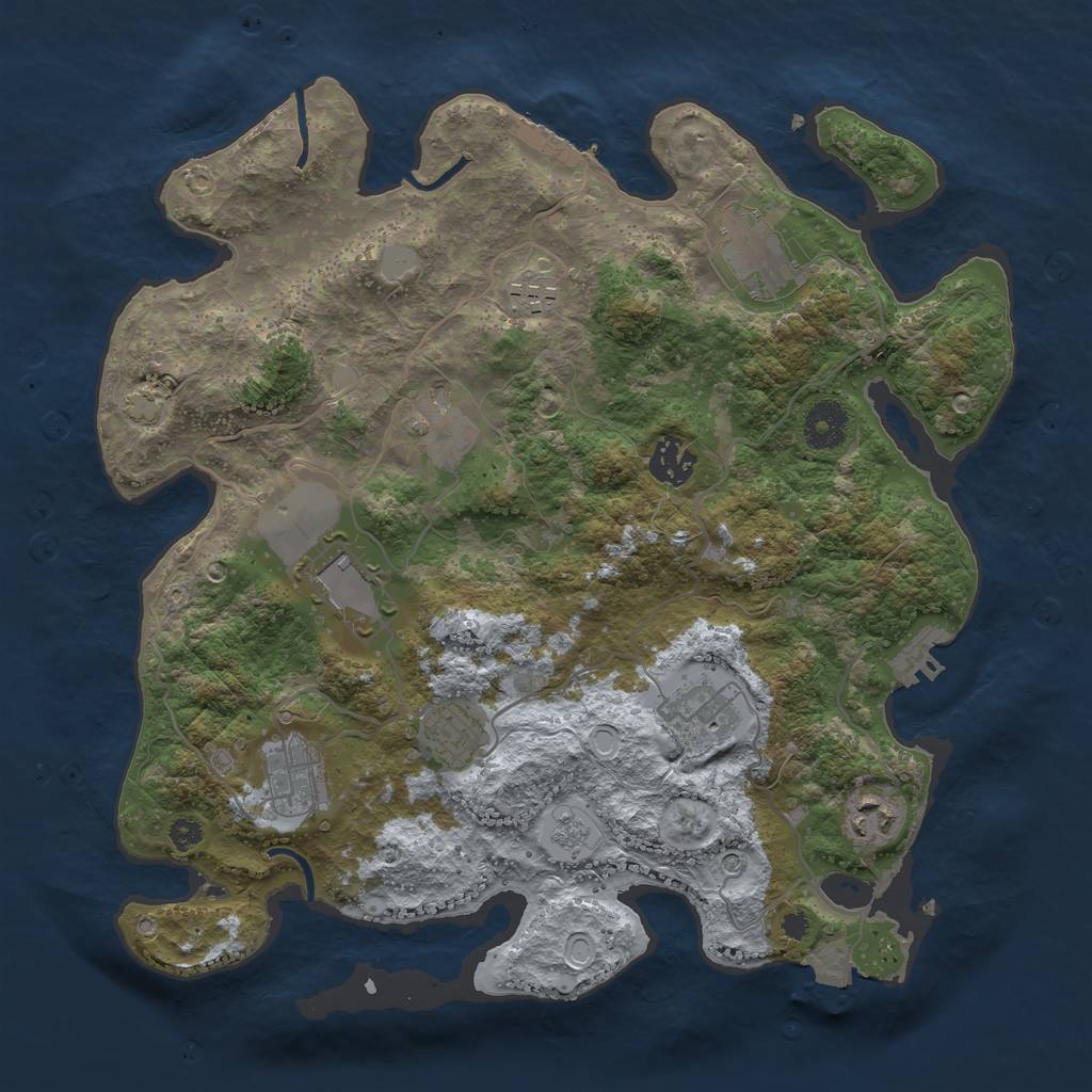 Rust Map: Procedural Map, Size: 3500, Seed: 505332262, 17 Monuments