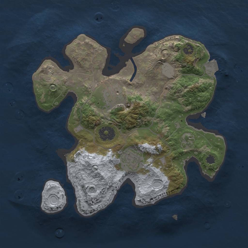 Rust Map: Procedural Map, Size: 2400, Seed: 730955346, 5 Monuments