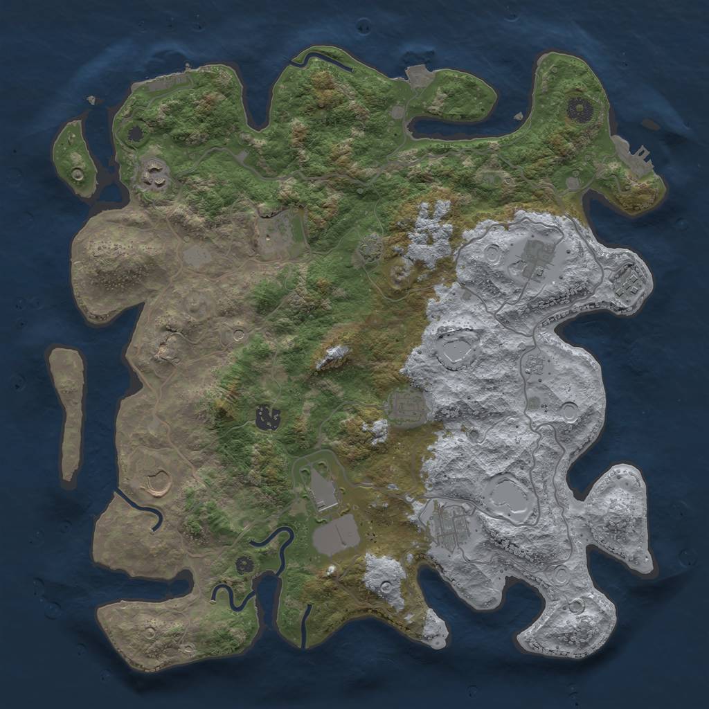 Rust Map: Procedural Map, Size: 4000, Seed: 2046843351, 17 Monuments