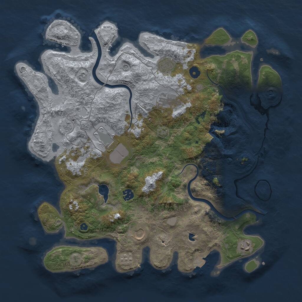 Rust Map: Procedural Map, Size: 4000, Seed: 5232, 12 Monuments
