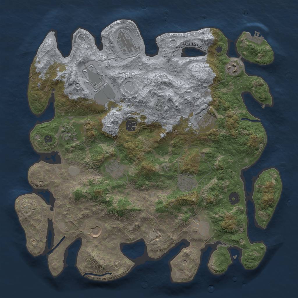 Rust Map: Procedural Map, Size: 3850, Seed: 14164028, 18 Monuments