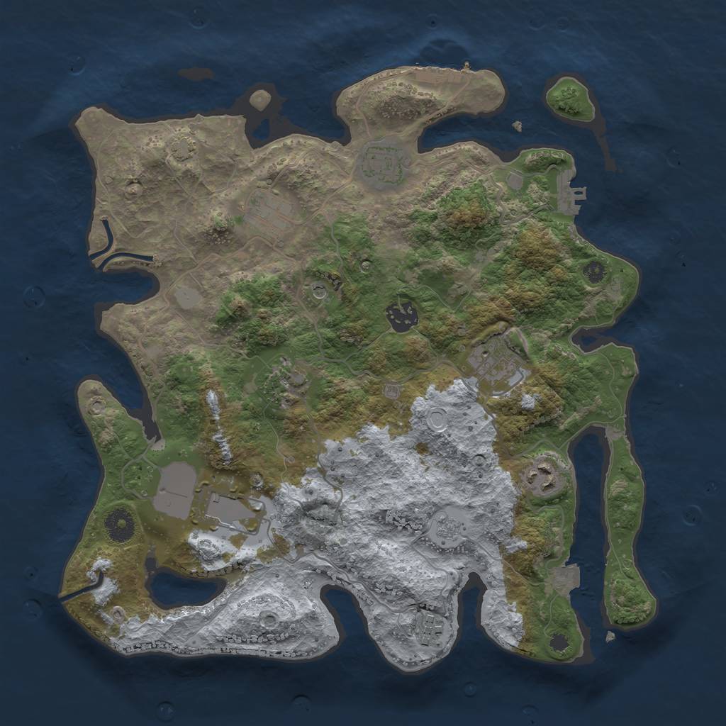 Rust Map: Procedural Map, Size: 3500, Seed: 31124320, 16 Monuments
