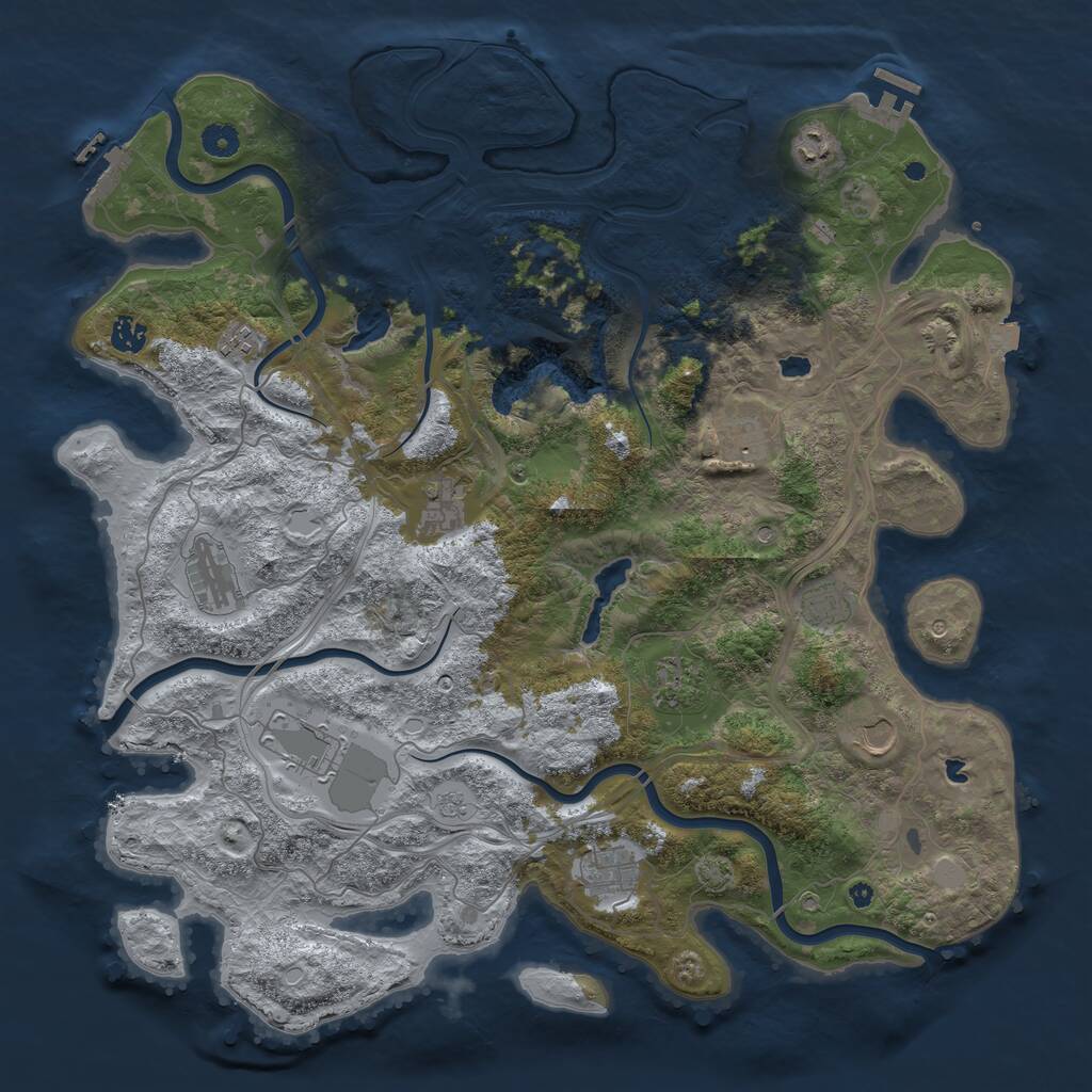 Rust Map: Procedural Map, Size: 4500, Seed: 69169, 17 Monuments