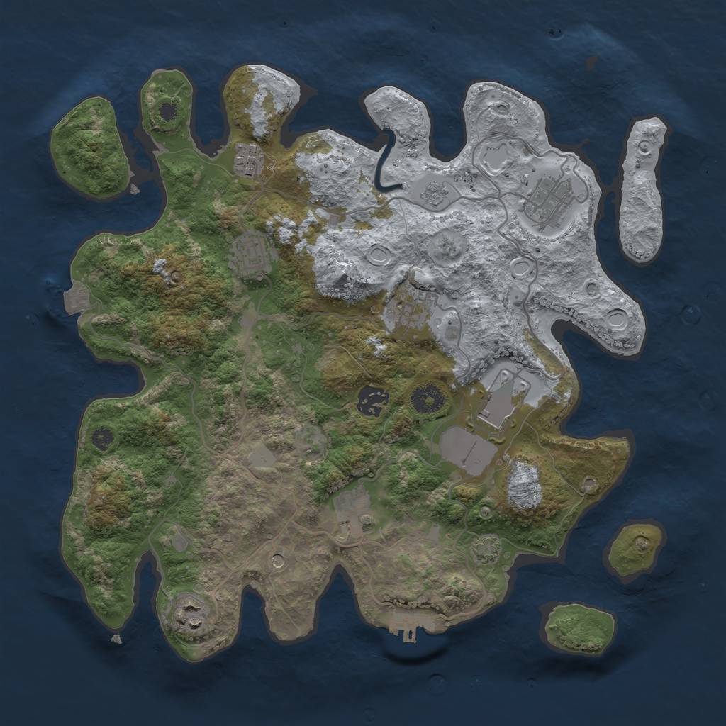 Rust Map: Procedural Map, Size: 3500, Seed: 533861457, 15 Monuments