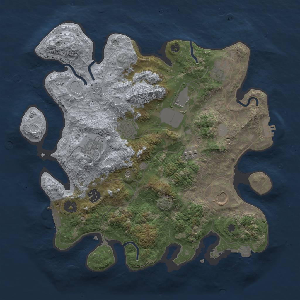 Rust Map: Procedural Map, Size: 3500, Seed: 1956738990, 15 Monuments