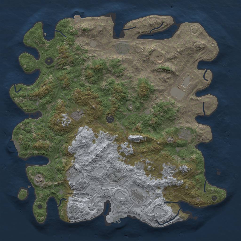 Rust Map: Procedural Map, Size: 4500, Seed: 1250626154, 19 Monuments