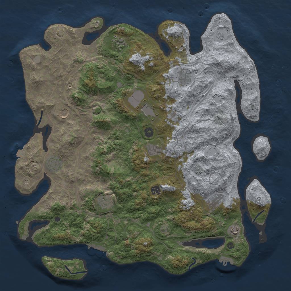 Rust Map: Procedural Map, Size: 4500, Seed: 2368, 19 Monuments