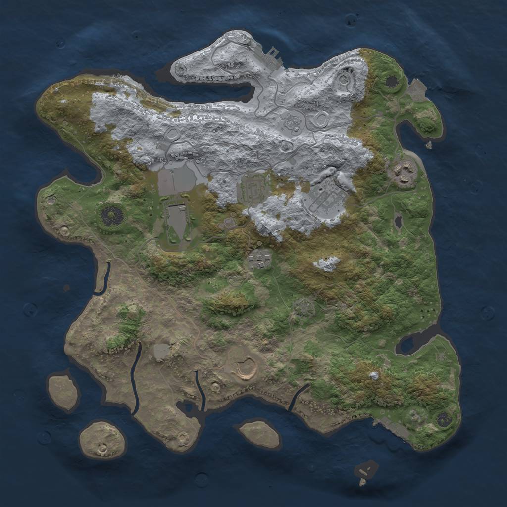 Rust Map: Procedural Map, Size: 3500, Seed: 453132772, 14 Monuments
