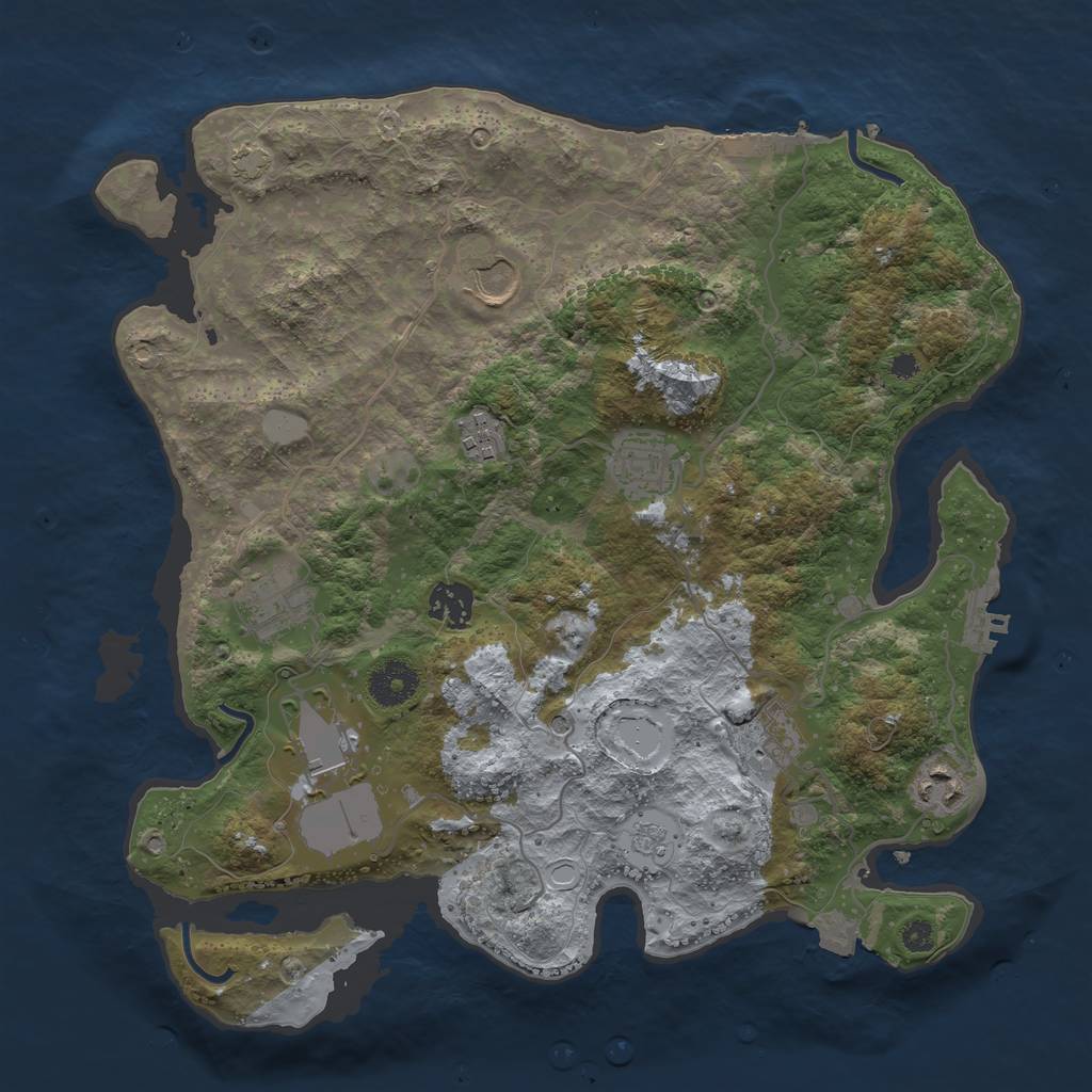 Rust Map: Procedural Map, Size: 3500, Seed: 168763869, 16 Monuments