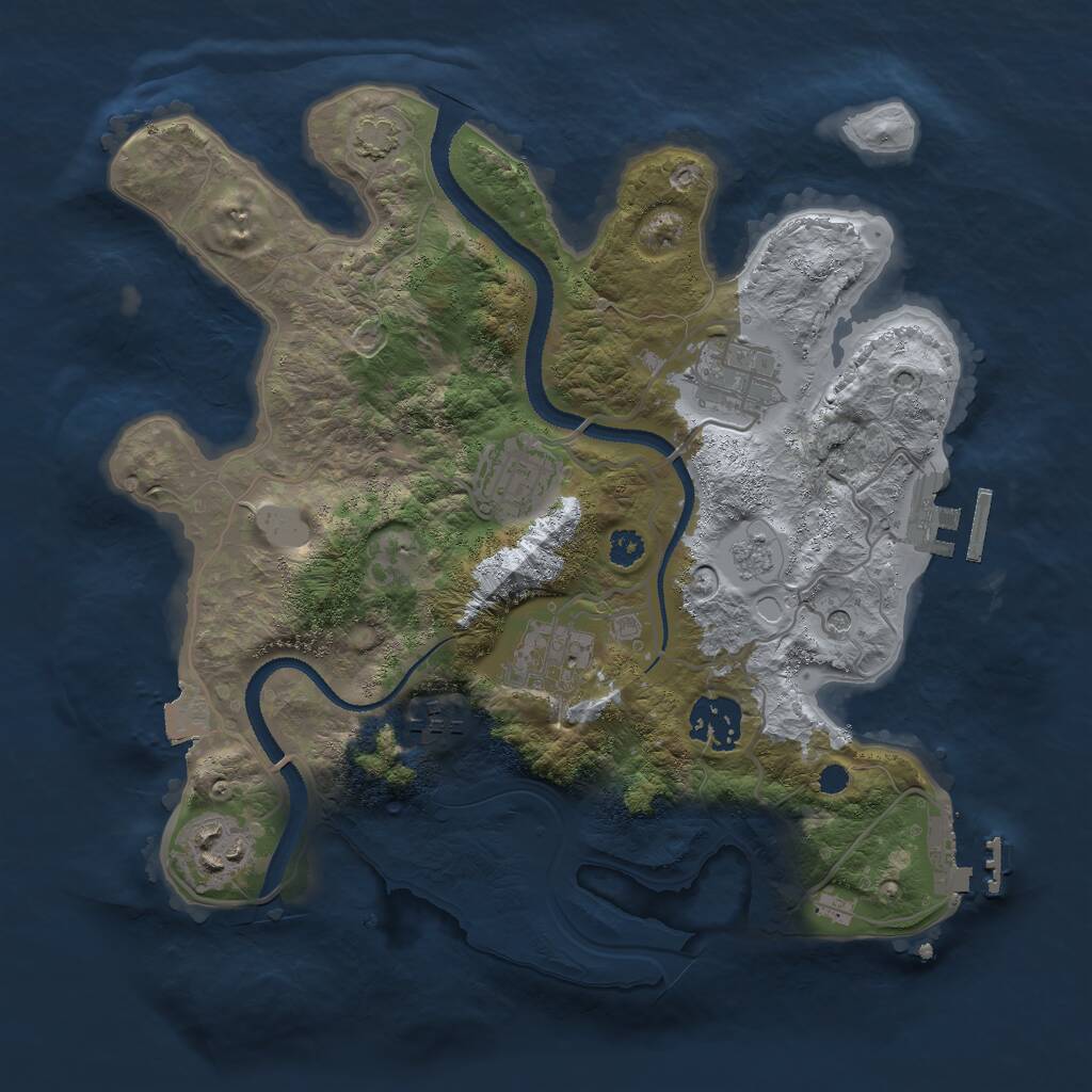 Rust Map: Procedural Map, Size: 3000, Seed: 12351, 12 Monuments