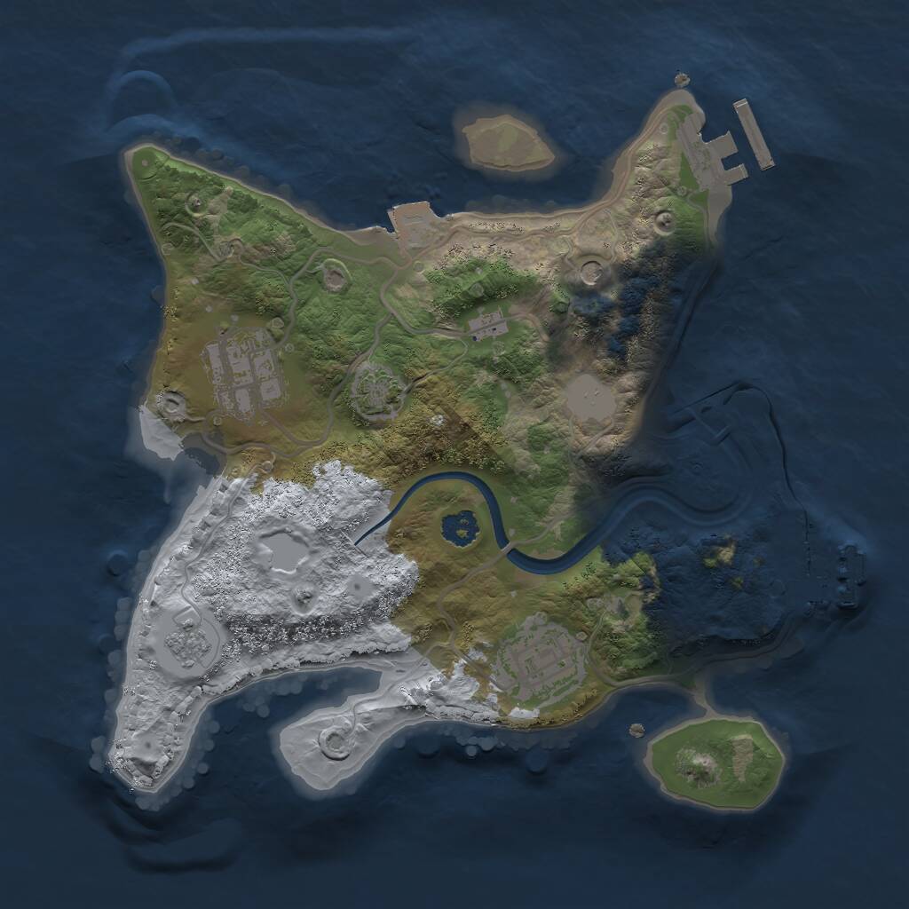 Rust Map: Procedural Map, Size: 2500, Seed: 1950776989, 8 Monuments