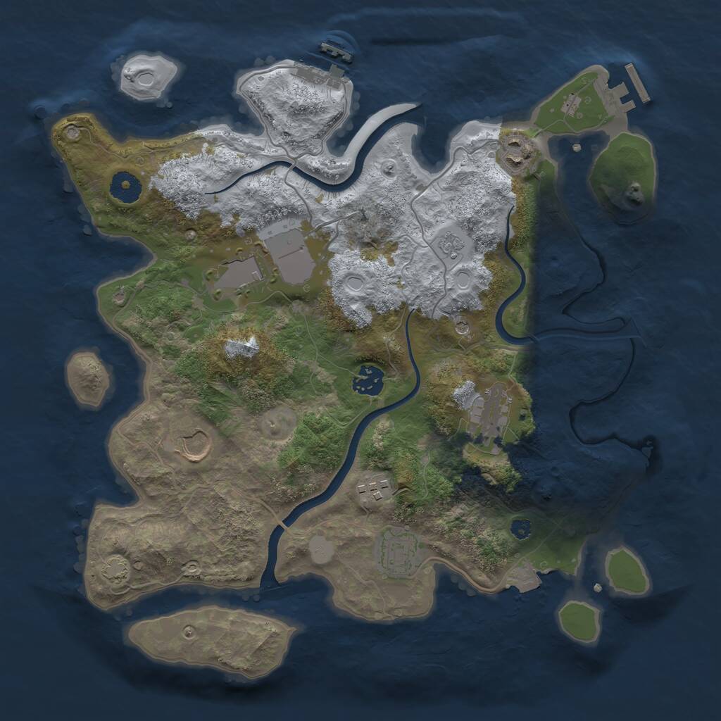 Rust Map: Procedural Map, Size: 3500, Seed: 777498496, 13 Monuments
