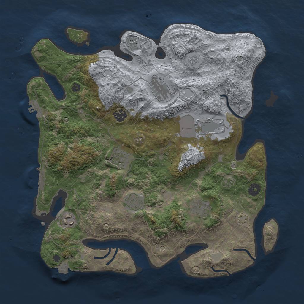Rust Map: Procedural Map, Size: 3600, Seed: 45643265, 16 Monuments